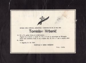 MUO-023308: Tomislav Vrbanić: osmrtnica