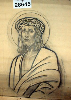 MUO-028645: Isusova glava s trnovom krunom: nacrt za vitraj