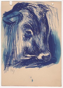 MUO-056561/04: Skica kravlje glave: crtež
