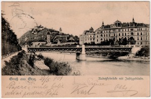 MUO-008745/154: Graz - Palača pravde s Mure: razglednica