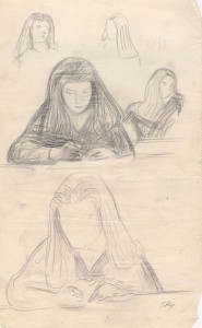 MUO-056453: Studija žene koja piše: crtež