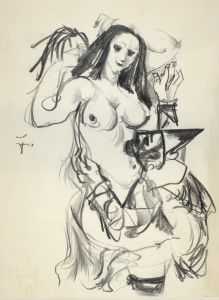 MUO-054903: Naga žena i pierrot: crtež