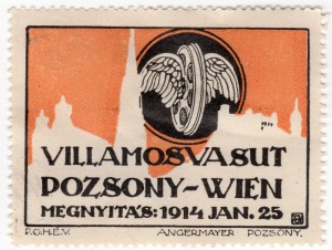MUO-026193: Villamosvasut Pozsony-Wien Megnyita's: 1914 Jan. 25.: poštanska marka