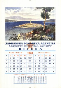 MUO-021557/03: JADRANSKA POMORSKA AGENCIJA RIJEKA 1952: kalendar