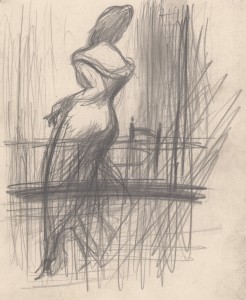 MUO-056550: Žena prikazana s leđa: crtež
