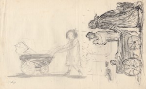 MUO-056452: Žena koja gura kolica: crtež