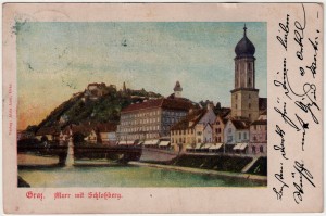 MUO-034235: Graz - Mura sa Schlossbergom: razglednica