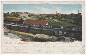 MUO-008745/1684: Bjelovar - Panorama s željeznicom: razglednica