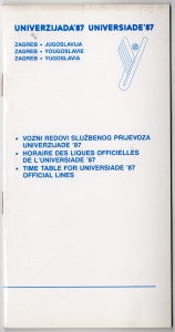 MUO-018227: Univerzijada '87 Zagreb Jugoslavija vozni redovi službenog prijevoza Univerzijade '87: brošura