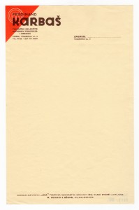 MUO-008307/52: Ferdinand KARBAŠ tvorničko skladište kovinskih proizvoda i pređica: listovni papir
