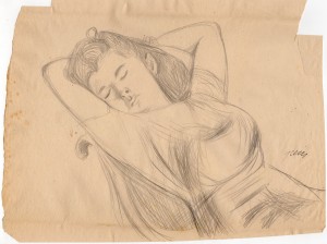 MUO-056438: Studija žene na počivaljki: crtež
