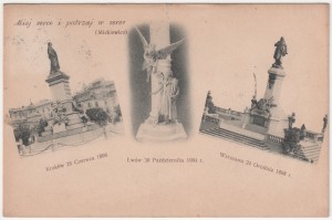 MUO-008745/1341: Spomenici Mickiewiczu u tri grada: razglednica