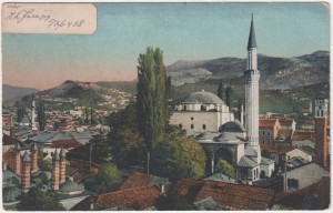 MUO-037682: BiH - Sarajevo: Panorama s džamijom: razglednica