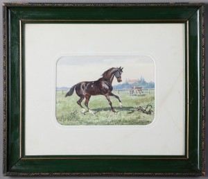 MUO-020759: Konj na livadi: akvarel