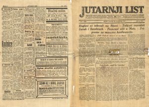MUO-052741: Jutarnji list: Englezi se iskrcali na Rijeci - Talijani zaposjeli Sušak i Innsbruck - Francuzi ušli u Metz - Pripreme za mirovnu konferenciju: novine