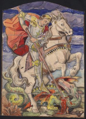 MUO-031543: Sv. Juraj na konju: skica za vitraj