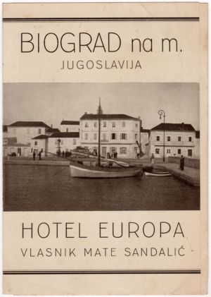 MUO-021135: BIOGRAD na m. Jugoslavija HOTEL EUROPA: deplijan