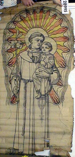 MUO-028995: sv. Antun i Isus: nacrt za vitraj