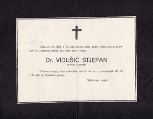 MUO-023304: Dr. Vidušić Stjepan: osmrtnica