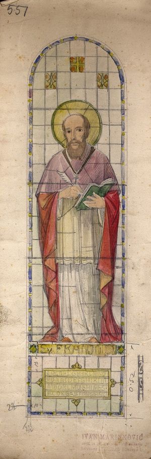 MUO-031564: Sv. Franjo Saleški: skica za vitraj