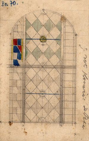 MUO-036247: Crkveni prozor, geometr. ukras: skica za vitraj