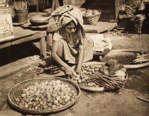 MUO-035627: Djevojčica na tržnici, Rangoon, 1956.: fotografija
