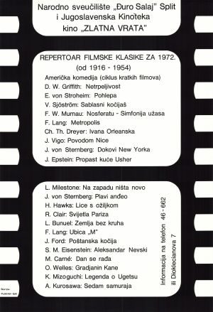 MUO-027136: Repertoar filmske klasike za 1972: plakat