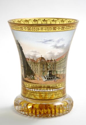 MUO-019037: Čaša s prikazom carske i kraljevske biblioteke u Beču: čaša