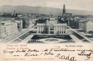 MUO-038699: Zagreb - Trg Franje Josipa i Umjetnički paviljon: razglednica