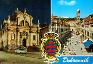 MUO-049367: Dubrovnik - Crkva Sv. Vlaha i pogled na Stradun: razglednica