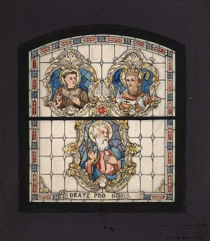 MUO-034620: 3 sveca - Sv.Ivan Kapistran, Nikodemus i Juvenal: skica za vitraj