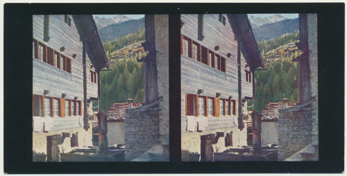MUO-034140/02: Švicarska - St. Niklaus; Kuće: stereoskopska fotografija
