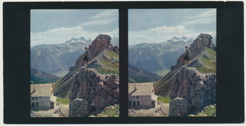 MUO-034150/02: Westliche Dolomiten - Ostertaghütte: stereoskopska fotografija