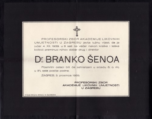 MUO-021297: Dr. Branko Šenoa: osmrtnica