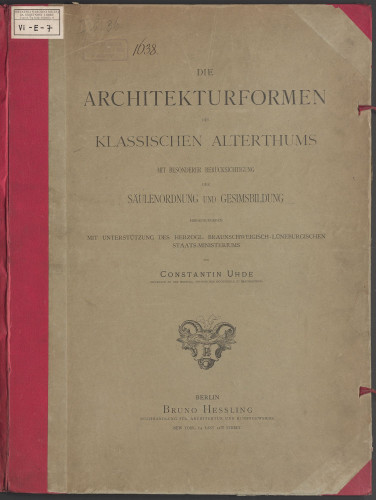 LIB-000400: Die Architekturformen des klassischen Altertums, mit besonderer Berucksichtigung der Saulenordnung.