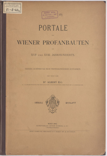 LIB-000416: Portale von Wiener Profanbauten des XVII. und XVIII. Jahrhunderts. ...