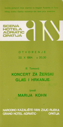 MUO-060908: SCENA HOTELA ADRIATIC OPATIJA AS: pozivnica