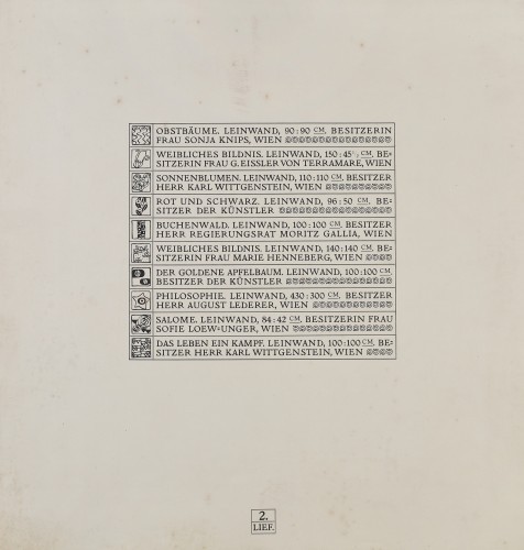 MUO-015946/01: Predlist mape reprodukcija Gustava Klimta: grafika