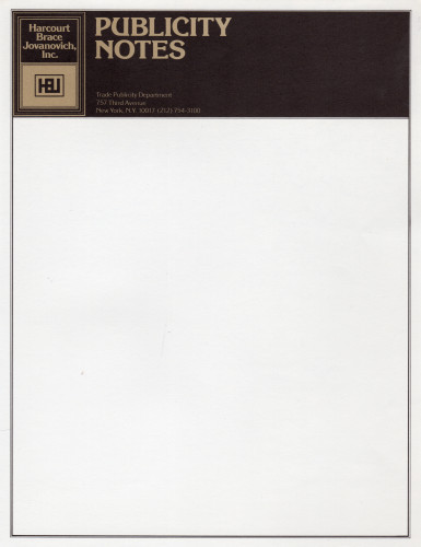 MUO-060298/02: Harcourt Brace Jovanovich, Inc.: PUBLICITY NOTES: memorandum