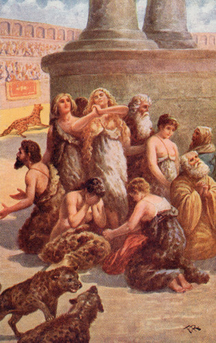 MUO-060172/87: Reprodukcija slike – Kršćani u Neronovoj areni - serija Quo Vadis: dopisnica