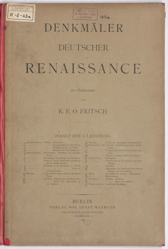 LIB-000414: Denkmaler deutscher Renaissance, herausgegeben ...