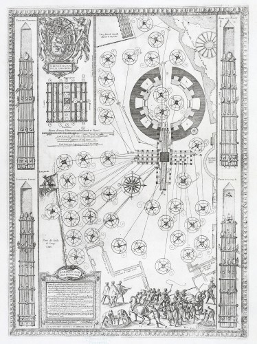 MUO-058261: Plan Piazze s konstrukcijom za podizanje obeliska: grafika