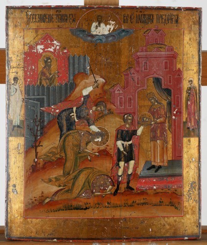 MUO-058492: Glavosjek sv. Ivana Krstitelja sa sv. Anom i anđelom: ikona