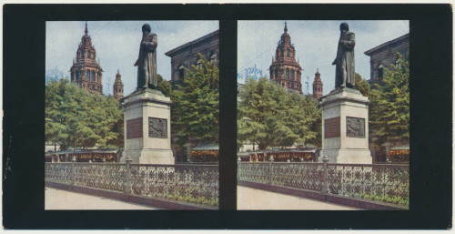 MUO-034147/04: Rajna I - Gutenbergov spomenik u  Mainzu: stereoskopska fotografija