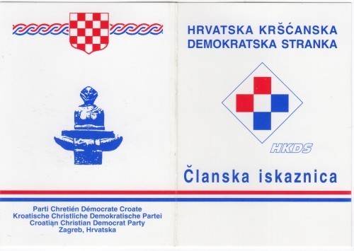 MUO-024786: HRVATSKA KRŠĆANSKA DEMOKRATSKA STRANKA: članska iskaznica