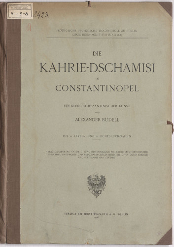 LIB-000399: Die Kahrie-Dschamisi in Contantinopel. Ein Kleinod byzantinischer Kunst ...