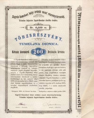 MUO-023226/01: Vicinalna željeznica Zagreb - Samobor dioničko društvo: dionica