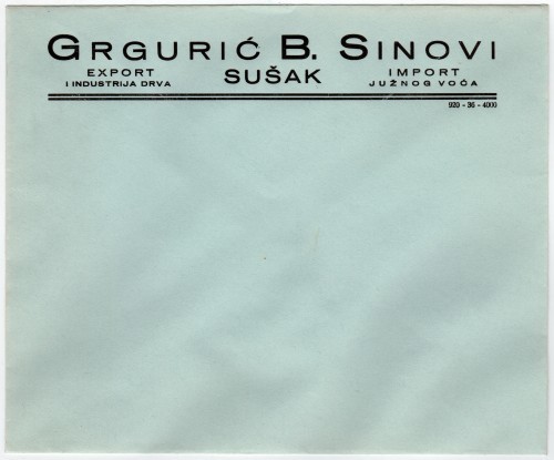 MUO-034864/01: Grgurić B. sinovi Sušak: poštanska omotnica