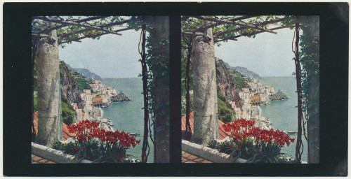 MUO-034137/02: Amalfi - Sorrent; Pogled na Amalfi iz kapucinskog samostana: stereoskopska fotografija
