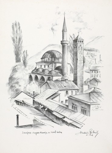 MUO-058474/02: Sarajevo - Begova džamija sa Sahat-kulom: grafika